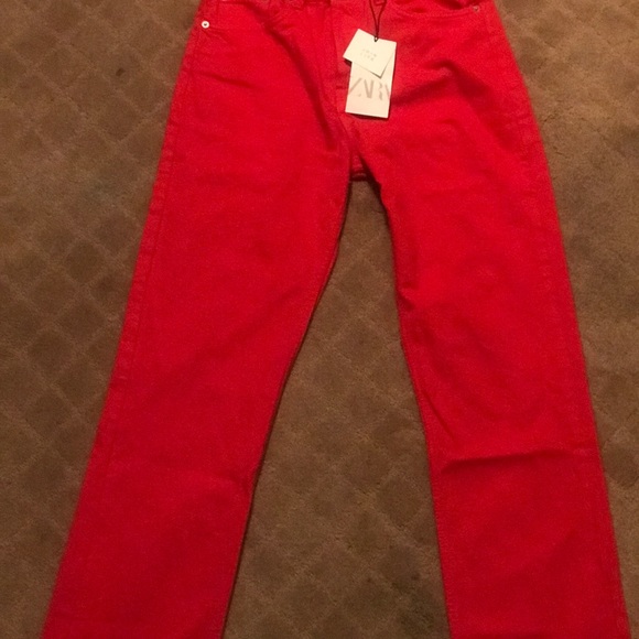 Red new Zara jeans boyfriend red pants ❤️🤍 - Picture 3 of 3